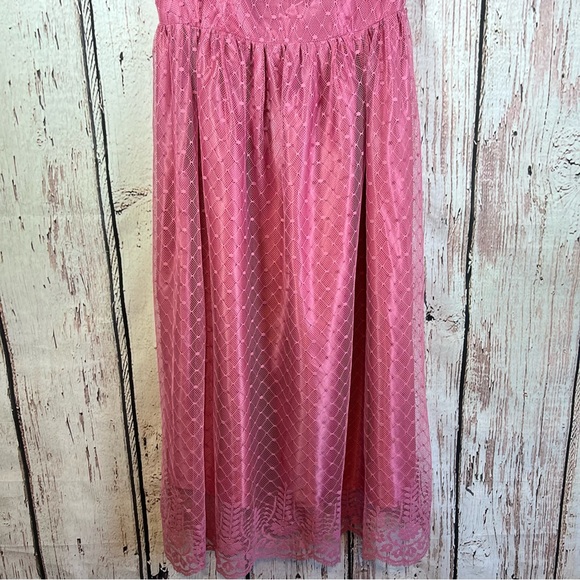 Vintage JCPenney 80’s “Pretty in Pink” Lace Overlay Prom Union Made Dress SMALL - Picture 7 of 15